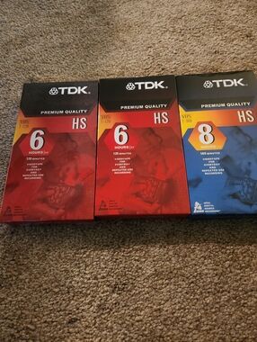 TDK HS VHS Blank Video Tapes - Red and Blue Packaging